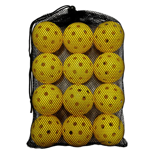 Paddleroo Ball Bag — 12 outdoor pickleballs in a mesh drawstring bag