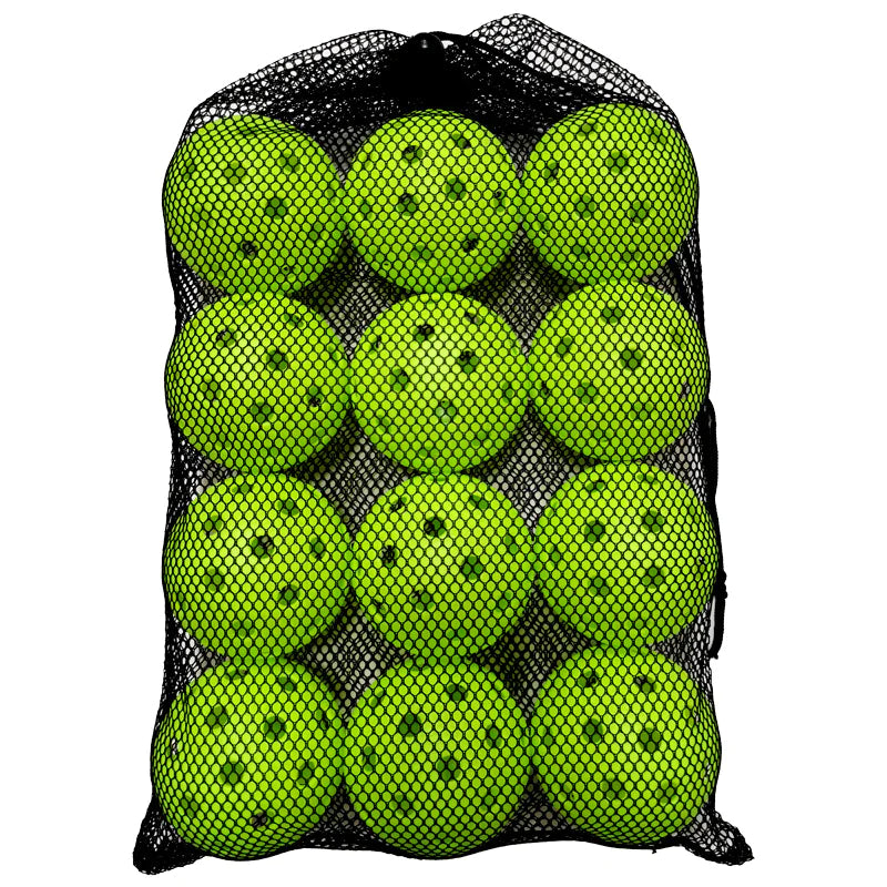 Pickleballs packed in the mesh drawstring bag