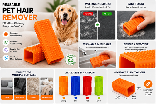 Reusable Pet Hair Remover for Sofas, Carpets & Furniture