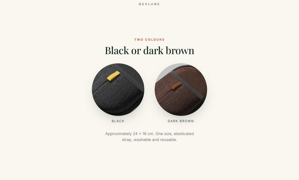 The two available colours of the pet grooming glove, black and dark brown, approximately 24 by 16 cm with an elasticated strap